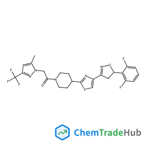 1-(4-{4-[5-(2,6-Difluorophenyl)-4,5-dihydro-1,2-oxazol-3-yl]-1,3-thiazol-2-yl}-1-piperidinyl)-2-[5-methyl-3-(trifluoromethyl)-1H-pyrazol-1-yl]ethanone