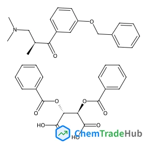(S)-1-(3-(Benzyloxy)phenyl)-3-(dimethylamino)-2-methylpropan-1-one (2r,3r)-2,3-bis(benzoyloxy)succinate structure