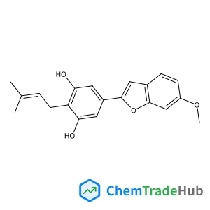 5-(6-Methoxy-1-benzofuran-2-yl)-2-(3-methyl-2-buten-1-yl)-1,3-benzenediol structure