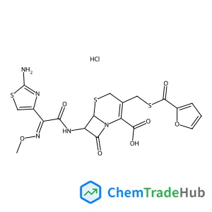 (6R,7R)-7-{[(2Z)-2-(2-Amino-1,3-thiazol-4-yl)-2-(methoxyimino)acetyl]amino}-3-[(2-furoylsulfanyl)methyl]-8-oxo-5-thia-1-azabicyclo[4.2.0]oct-2-ene-2-carboxylic acid hydrochloride (1:1)