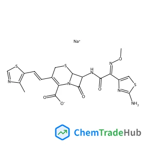 Sodium (6R,7R)-7-{[(2Z)-2-(2-amino-1,3-thiazol-4-yl)-2-(methoxyimino)acetyl]amino}-3-[(Z)-2-(4-methyl-1,3-thiazol-5-yl)vinyl]-8-oxo-5-thia-1-azabicyclo[4.2.0]oct-2-ene-2-carboxylate