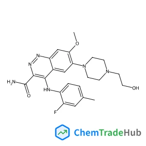 4-[(2-Fluoro-4-methylphenyl)amino]-6-[4-(2-hydroxyethyl)-1-piperazinyl]-7-methoxy-3-cinnolinecarboxamide structure