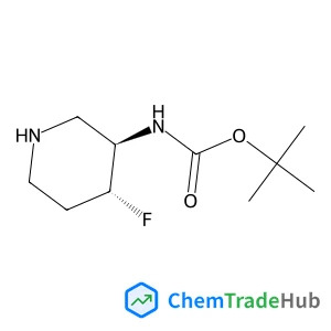 2-Methyl-2-propanyl [(3R,4R)-4-fluoro-3-piperidinyl]carbamate structure