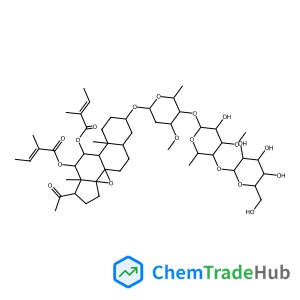 8,14-Epoxy-3,11,12-trihydroxypregnan-20-one; (3β,5α,8β,11α,12β,14β,17α)-form, 11,12-Ditigloyl, 3-O-[β-D-glucopyranosyl-(1→4)-6-deoxy-3-O-methyl-β-D-allopyranosyl-(1→4)-β-D-oleandropyranoside]