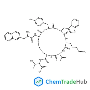 2-({19-[2-amino-3-(naphthalen-2-yl)propanamido]-10-(4-aminobutyl)-16-[(4-hydroxyphenyl)methyl]-13-[(1H-indol-3-yl)methyl]-6,9,12,15,18-pentaoxo-7-(propan-2-yl)-1,2-dithia-5,8,11,14,17-pentaazacycloicosan-4-yl}formamido)-3-hydroxybutanamide