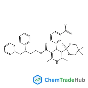 3-Pyridinecarboxylic acid,5-(5,5-dimethyl-2-oxido-1,3,2-dioxaphosphorinan-2-yl)-1,4-dihydro-2,6-dimethyl-4-(3-nitrophenyl)-, 2-[phenyl(phenylmethyl)amino]ethyl ester