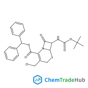 Diphenylmethyl (6R,7R)-3-(chloromethyl)-7-({[(2-methyl-2-propanyl)oxy]carbonyl}amino)-8-oxo-5-thia-1-azabicyclo[4.2.0]oct-2-ene-2-carboxylate