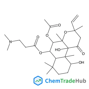 (+)-(3R,4AR,5S,6S,6AS,10S,10AR,10BS)-DODECAHYDRO-5,6,10,10B-TETRAHYDROXY-3,4A,7,7,10A-PENTAMETHYL-3-VINYL-1H-NAPHTHO[2,1-B]PYRAN-1-ONE 5-ACETATE 6-ESTER WITH N,N-DIMETHYL-SS-ALANINE