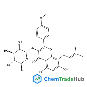 5,7-Dihydroxy-2-(4-methoxyphenyl)-8-(3-methyl-2-buten-1-yl)-4-oxo-4H-chromen-3-yl 6-deoxy-alpha-L-mannopyranoside