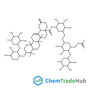 [(2S,3R,4S,5S,6R)-6-[[(2R,3R,4R,5S,6R)-6-(acetyloxymethyl)-3,4-dihydroxy-5-[(2S,3R,4R,5R,6S)-3,4,5-trihydroxy-6-methyloxan-2-yl]oxyoxan-2-yl]oxymethyl]-3,4,5-trihydroxyoxan-2-yl] (4aS,6aS,6bR,10S,12aR,14bS)-10-[(2S,3R,4S,5S)-4,5-dihydroxy-3-[(2S,3R,4R,5R,6S)-3,4,5-trihydroxy-6-methyloxan-2-yl]oxyoxan-2-yl]oxy-6a,6b,9,9,12a-pentamethyl-2-methylidene-1,3,4,5,6,6a,7,8,8a,10,11,12,13,14b-tetradecahydropicene-4a-carboxylate