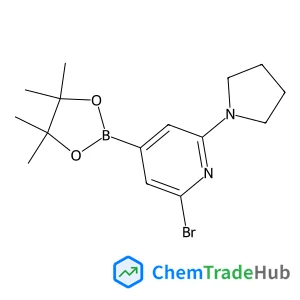 2-Bromo-6-(1-pyrrolidinyl)-4-(4,4,5,5-tetramethyl-1,3,2-dioxaborolan-2-yl)pyridine 2-Bromo-6-(1-pyrrolidinyl)-4-(4,4,5,5-tetramethyl-1,3,2-dioxaborolan-2-yl)pyridine