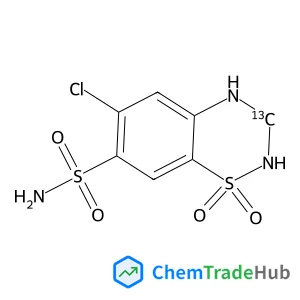 6-Chloro(3-~13~C)-3,4-dihydro-2H-1,2,4-benzothiadiazine-7-sulfonamide 1,1-dioxide structure
