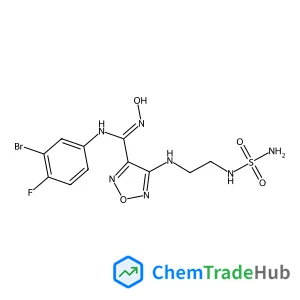N-(3-Bromo-4-fluorophenyl)-N'-hydroxy-4-{[2-(sulfamoylamino)ethyl]amino}-1,2,5-oxadiazole-3-carboximidamide