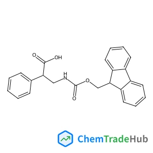 (S)-3-((((9H-Fluoren-9-yl)methoxy)carbonyl)amino)-2-phenylpropanoic acid structure