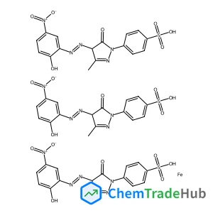 4-{4-[(E)-(2-Hydroxy-5-nitrophenyl)diazenyl]-3-methyl-5-oxo-4,5-dihydro-1H-pyrazol-1-yl}benzenesulfonic acid - iron (3:1)