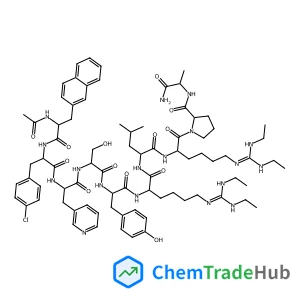 N-Acetyl-3-(2-naphthyl)-D-alanyl-4-chloro-D-phenylalanyl-3-(3-pyridinyl)-D-alanyl-L-seryl-L-tyrosyl-N~6~-[bis(ethylamino)methylene]-D-lysyl-L-leucyl-N~6~-[bis(ethylamino)methylene]-L-lysyl-L-prolyl-D-
alaninamide