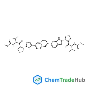 Methyl [(2S)-1-{(2S)-2-[5-(6-{2-[(2S)-1-{(2S)-2-[(methoxycarbonyl)amino]-3-methylbutanoyl}-2-pyrrolidinyl]-1H-benzimidazol-6-yl}-2-naphthyl)-1H-imidazol-2-yl]-1-pyrrolidinyl}-3-methyl-1-oxo-2-butanyl]
carbamate