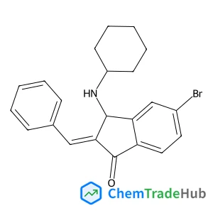 (2E)-2-Benzylidene-5-bromo-3-(cyclohexylamino)-1-indanone structure
