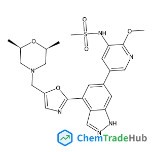 N-{5-[4-(5-{[(2R,6S)-2,6-Dimethyl-4-morpholinyl]methyl}-1,3-oxazol-2-yl)-1H-indazol-6-yl]-2-methoxy-3-pyridinyl}methanesulfonamide