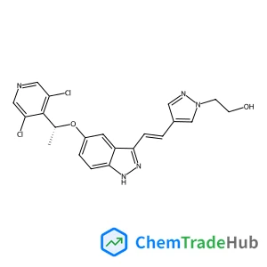 2-{4-[(E)-2-{5-[(1R)-1-(3,5-Dichloro-4-pyridinyl)ethoxy]-1H-indazol-3-yl}vinyl]-1H-pyrazol-1-yl}ethanol