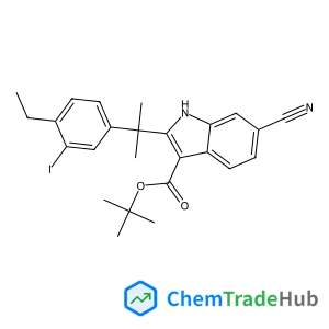 2-Methyl-2-propanyl 6-cyano-2-[2-(4-ethyl-3-iodophenyl)-2-propanyl]-1H-indole-3-carboxylate