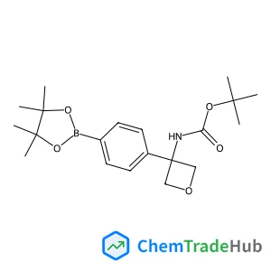 2-Methyl-2-propanyl {3-[4-(4,4,5,5-tetramethyl-1,3,2-dioxaborolan-2-yl)phenyl]-3-oxetanyl}carbamate structure