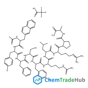 N-Acetyl-3-(2-naphthyl)-D-alanyl-4-chloro-D-phenylalanyl-3-(3-pyridinyl)-D-alanyl-L-seryl-L-tyrosyl-N~5~-carbamoyl-D-ornithyl-L-leucyl-L-arginyl-L-prolyl-D-alaninamide trifluoroacetate (1:1)
