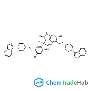 5,5'-Bis(2-(4-(benzo(d)isothiazol-3-yl)piperazin-1-yl)ethyl)-6,6'-dichloro-3-hydroxy-(3,3'-biindoline)-2,2'-dione 5,5'-Bis(2-(4-(benzo(d)isothiazol-3-yl)piperazin-1-yl)ethyl)-6,6'-dichloro-3-hydroxy-(3,3'-biindoline)-2,2'-dione