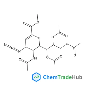 Methyl (6R)-5-acetamido-2,6-anhydro-4-azido-3,4,5-trideoxy-6-[(1S,2R)-1,2,3-triacetoxypropyl]-L-threo-hex-2-enonate