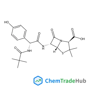 (2S,5R,6R)-6-{[(2R)-2-[(2,2-Dimethylpropanoyl)amino]-2-(4-hydroxyphenyl)acetyl]amino}-3,3-dimethyl-7-oxo-4-thia-1-azabicyclo[3.2.0]heptane-2-carboxylic acid