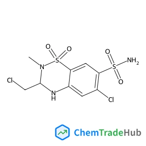 6-chloro-3-(chloromethyl)-2-methyl-1,1-dioxo-3,4-dihydro-2H-1lambda6,2,4-benzothiadiazine-7-sulfonamide