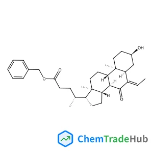 Cholan-24-oic acid,6-ethylidene-3-hydroxy-7-oxo-,phenylmethyl ester, (3α,5β)-