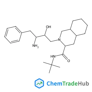 (3S,4aS,8aS)-2-[(2R,3S)-3-Amino-2-hydroxy-4-phenylbutyl]-N-(2-methyl-2-propanyl)decahydro-3-isoquinolinecarboxamide structure