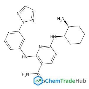 2-{[(1R,2S)-2-Aminocyclohexyl]amino}-4-{[3-(2H-1,2,3-triazol-2-yl)phenyl]amino}-5-pyrimidinecarboxamide structure