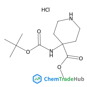 Methyl 4-((tert-butoxycarbonyl)amino)piperidine-4-carboxylate hydrochloride structure