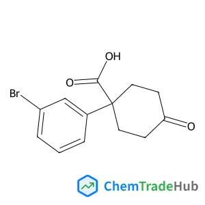 1-(3-Bromophenyl)-4-oxocyclohexanecarboxylic acid structure