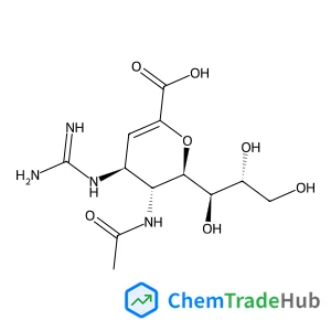 (6R)-5-Acetamido-2,6-anhydro-4-carbamimidamido-3,4,5-trideoxy-6-[(1R,2R)-1,2,3-trihydroxypropyl]-L-threo-hex-2-enonic acid