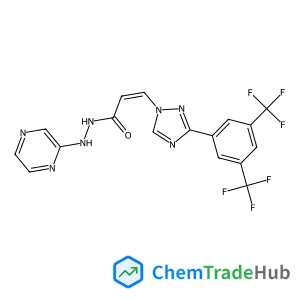 (2Z)-3-{3-[3,5-Bis(trifluoromethyl)phenyl]-1H-1,2,4-triazol-1-yl}-N'-(2-pyrazinyl)acrylohydrazide