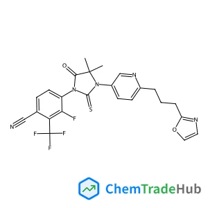 4-(4,4-Dimethyl-3-{6-[3-(1,3-oxazol-2-yl)propyl]-3-pyridinyl}-5-oxo-2-thioxo-1-imidazolidinyl)-3-fluoro-2-(trifluoromethyl)benzonitrile