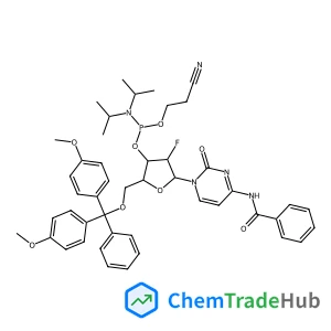 4-(Benzoylimino)-1-{5-O-[bis(4-methoxyphenyl)(phenyl)methyl]-3-O-[(2-cyanoethoxy)(diisopropylamino)phosphino]-2-deoxy-2-fluoro-beta-D-arabinofuranosyl}-1,4-dihydro-2-pyrimidinol