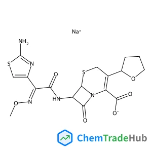 Sodium (6R,7R)-7-{[(2Z)-2-(2-amino-1,3-thiazol-4-yl)-2-(methoxyimino)acetyl]amino}-8-oxo-3-[(2S)-tetrahydro-2-furanyl]-5-thia-1-azabicyclo[4.2.0]oct-2-ene-2-carboxylate