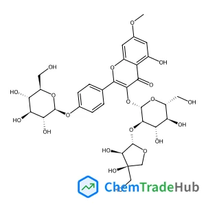 2-[4-(beta-D-Glucopyranosyloxy)phenyl]-5-hydroxy-7-methoxy-4-oxo-4H-chromen-3-yl 2-O-[(2S,3R,4R)-3,4-dihydroxy-4-(hydroxymethyl)tetrahydro-2-furanyl]-beta-D-glucopyranoside