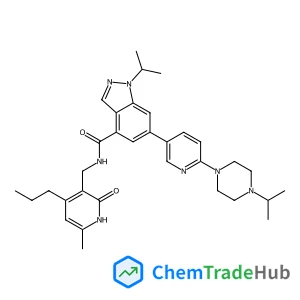 N-[(6-methyl-2-oxo-4-propyl-1H-pyridin-3-yl)methyl]-1-propan-2-yl-6-[6-(4-propan-2-ylpiperazin-1-yl)pyridin-3-yl]indazole-4-carboxamide