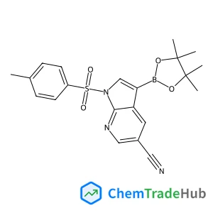 1-[(4-Methylphenyl)sulfonyl]-3-(4,4,5,5-tetramethyl-1,3,2-dioxaborolan-2-yl)-1H-pyrrolo[2,3-b]pyridine-5-carbonitrile structure