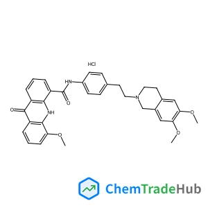 N-{4-[2-(6,7-Dimethoxy-3,4-dihydro-2(1H)-isoquinolinyl)ethyl]phenyl}-5-methoxy-9-oxo-9,10-dihydro-4-acridinecarboxamide hydrochloride (1:1)