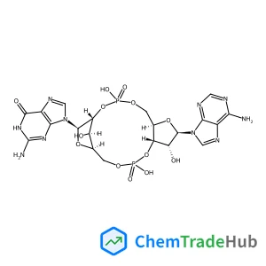 2-Amino-9-[(1R,6R,8R,9R,10S,15R,17R,18R)-8-(6-amino-9H-purin-9-yl)-3,9,12,18-tetrahydroxy-3,12-dioxido-2,4,7,11,13,16-hexaoxa-3,12-diphosphatricyclo[13.2.1.0~6,10~]octadec-17-yl]-1,9-dihydro-6H-purin-
6-one