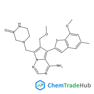 4-{[4-Amino-6-(methoxymethyl)-5-(7-methoxy-5-methyl-1-benzothiophen-2-yl)pyrrolo[2,1-f][1,2,4]triazin-7-yl]methyl}-2-piperazinone