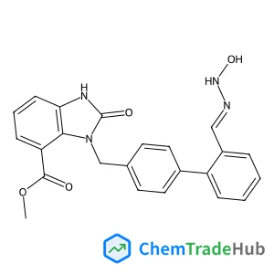 Methyl 3-({2'-[(E)-(hydroxyhydrazono)methyl]-4-biphenylyl}methyl)-2-oxo-2,3-dihydro-1H-benzimidazole-4-carboxylate structure