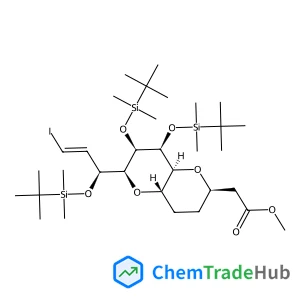 Methyl 2-((2R,4aS,6S,7R,8S,8aS)-7,8-bis((tert-butyldimethylsilyl)oxy)-6-((S,E)-1-((tert-butyldimethylsilyl)oxy)-3-iodoallyl)octahydropyrano[3,2-b]pyran-2-yl)acetate