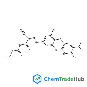 Ethyl [(2Z)-2-cyano-2-({3,5-dichloro-4-[(5-isopropyl-6-oxo-1,6-dihydro-3-pyridazinyl)oxy]phenyl}hydrazono)acetyl]carbamate
